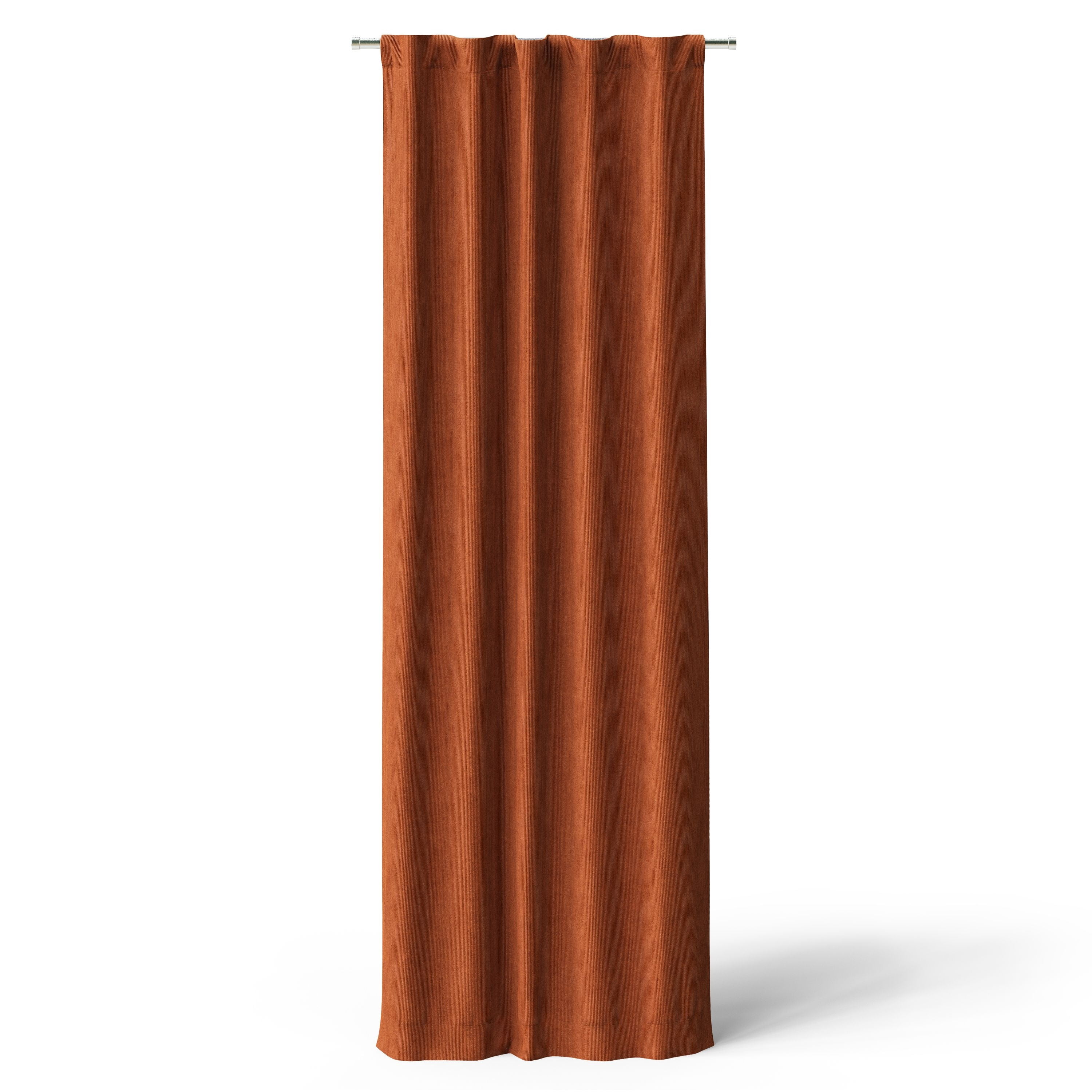 Mainstays Kids Orange Solid Ribbed Corduroy Blackout Rod Pocket with Back Tabs Single Curtain Panel, Set of 1, 38" W x 84" L