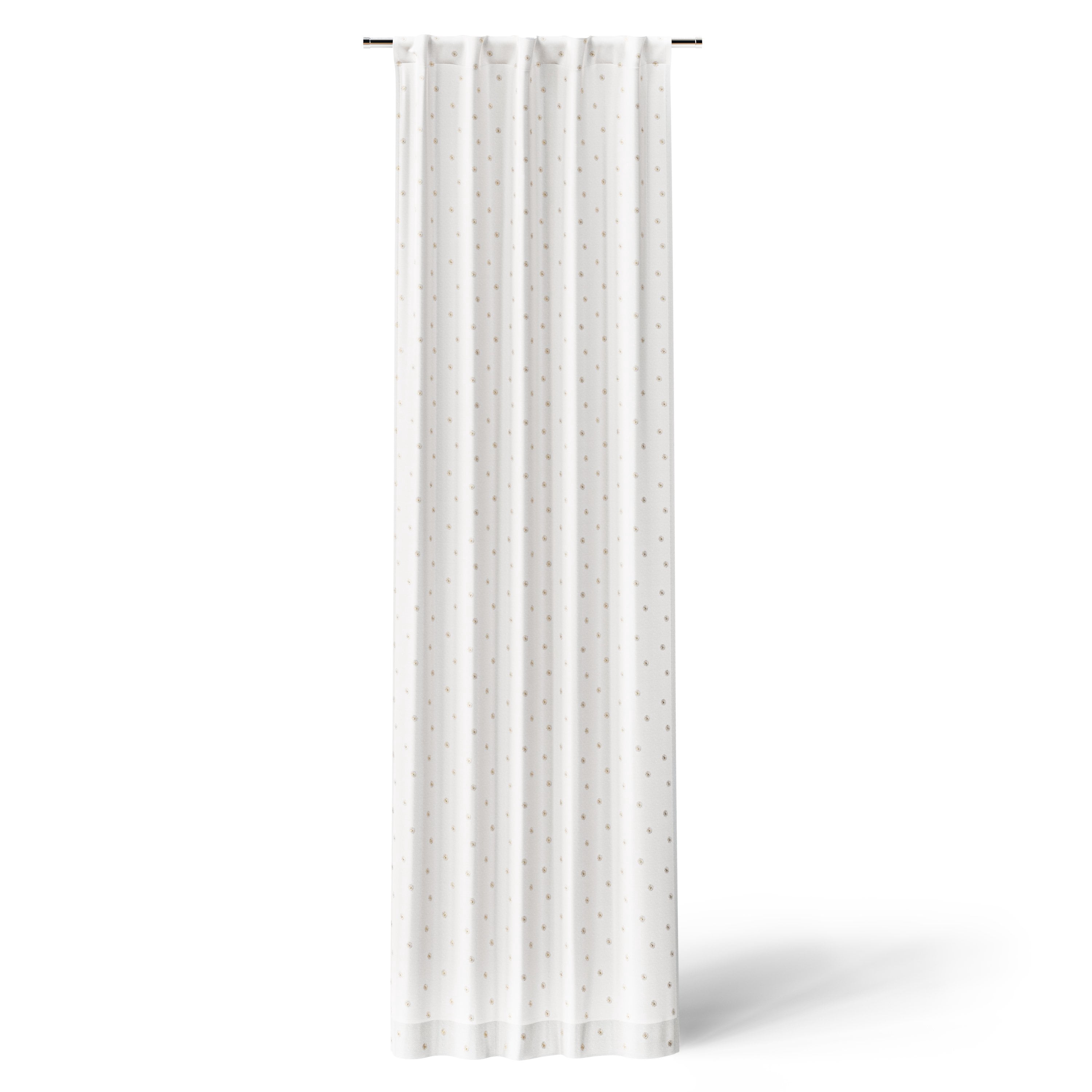 Mainstays Kids White and Metallic Gold Sun Sheer Overlay Blackout Rod Pocket with Back Tabs Single Curtain Panel, 38" W x 95" L
