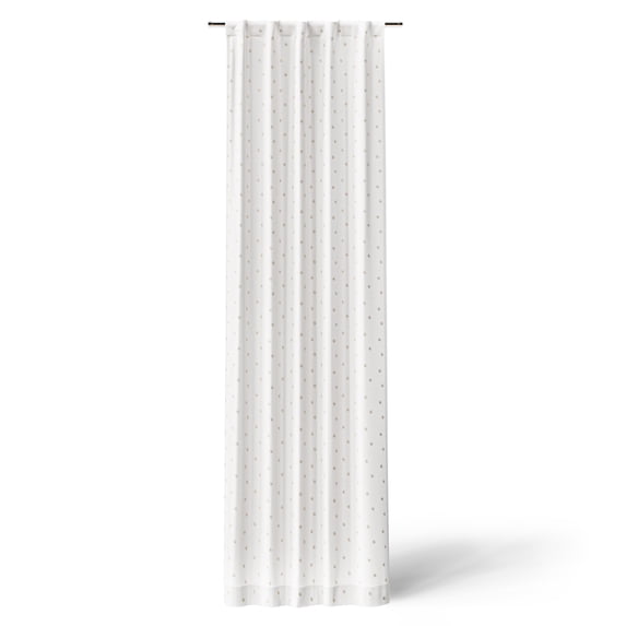 Mainstays Kids White and Metallic Gold Sun Sheer Overlay Blackout Rod Pocket with Back Tabs Single Curtain Panel, 38" W x 95" L