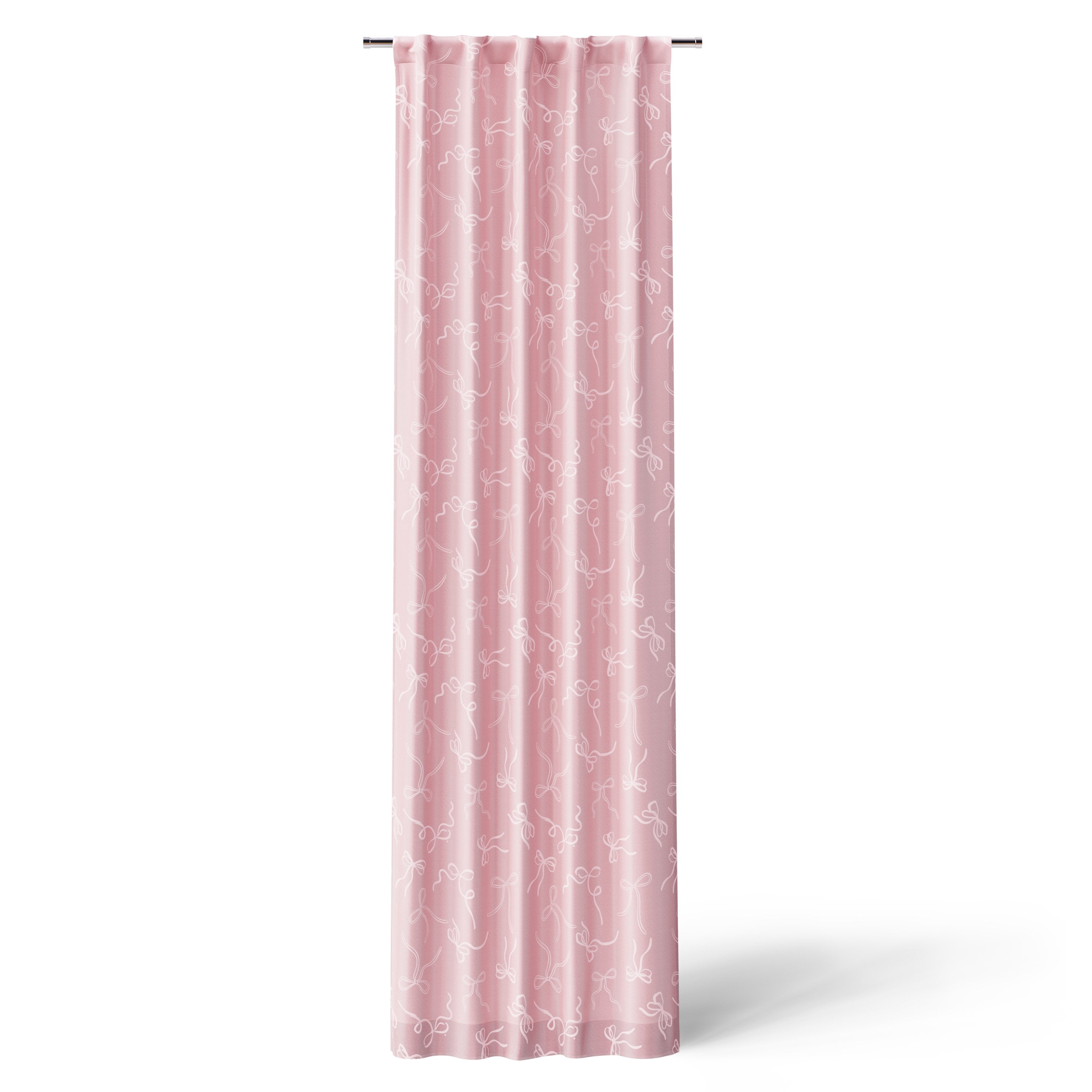 Mainstays Kids Pink Ribbons Sheer Overlay Blackout Single Curtain Panel with Rod Pocket and Back Tabs, 38 in x 95 in