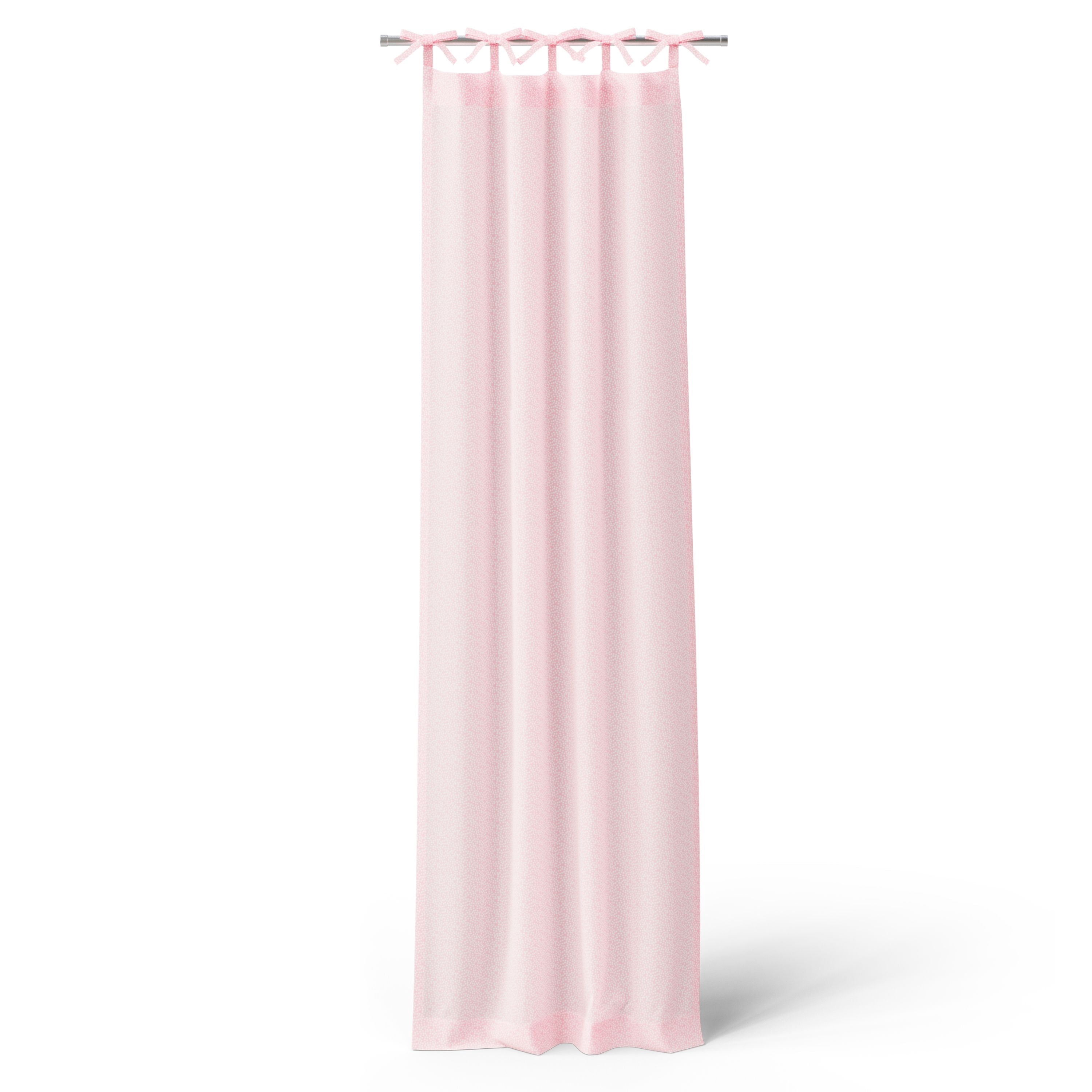 Mainstays Kids Pink Dotted Light Filtering Tie Top Single Curtain Panel, 38" W x 95" L