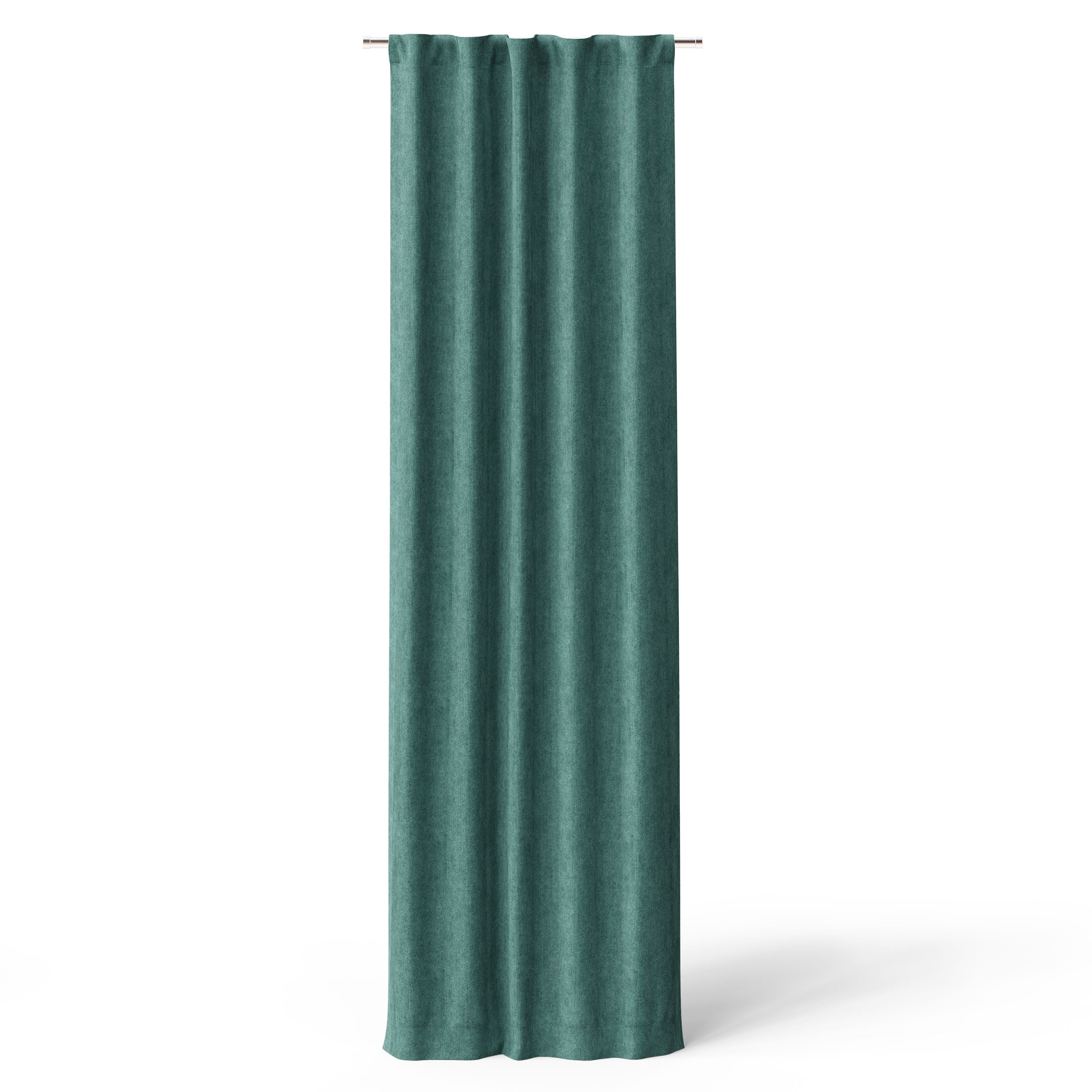 Mainstays Kids Blackout Ribbed Corduroy Curtain Panel, Dark Green, Rod Pocket with Back Tabs, 38 in x 95 in, 1 Panel