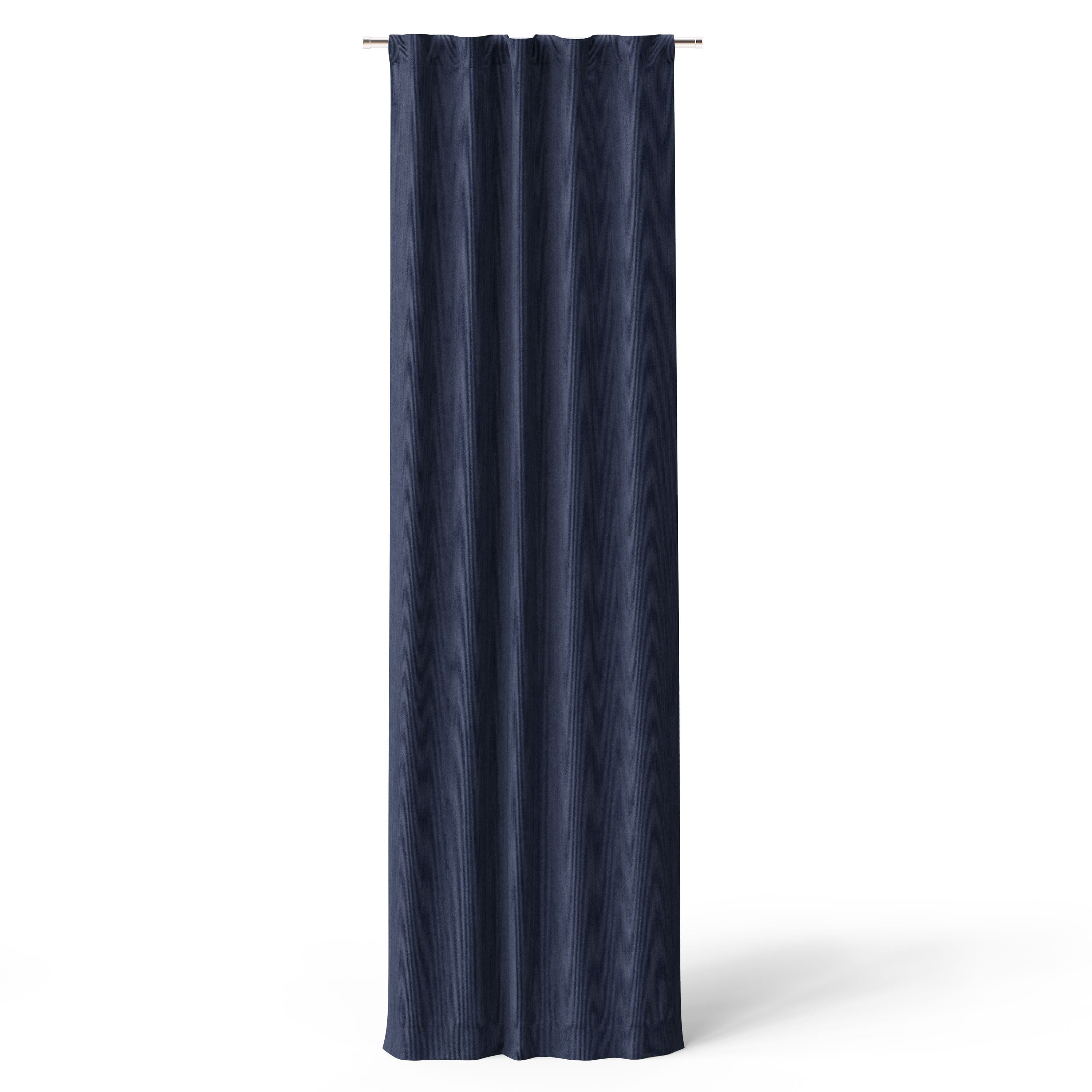 Mainstays Kids Dark Navy Ribbed Corduroy Blackout Single Curtain Panel, Rod Pocket with Back Tabs, 38 in x 95 in