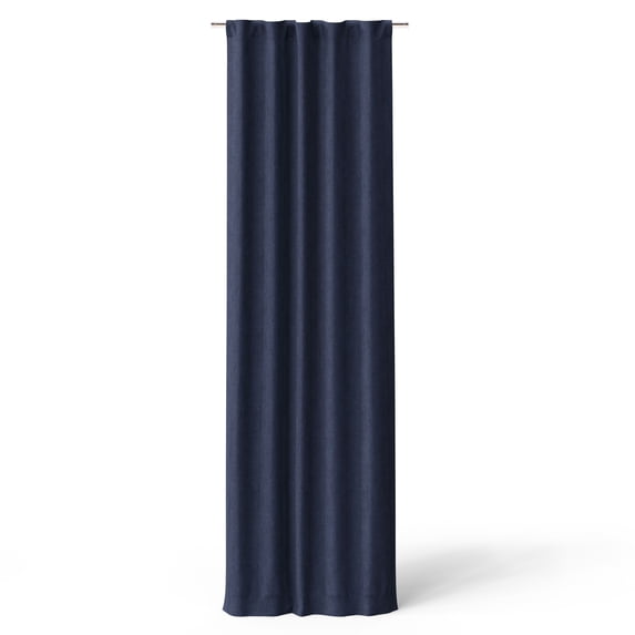 Mainstays Kids Dark Navy Solid Ribbed Corduroy Blackout Rod Pocket with Back Tabs Single Curtain Panel, Set of 1, 38" W x 95" L