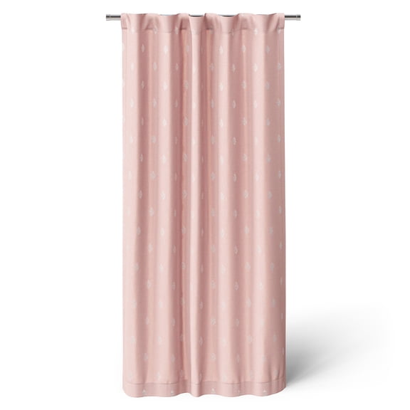 Mainstays Kids Soft Pink Metallic Puff Print Diamond Blackout Rod Pocket with Back Tabs Single Curtain Panel, 38" W x 63" L