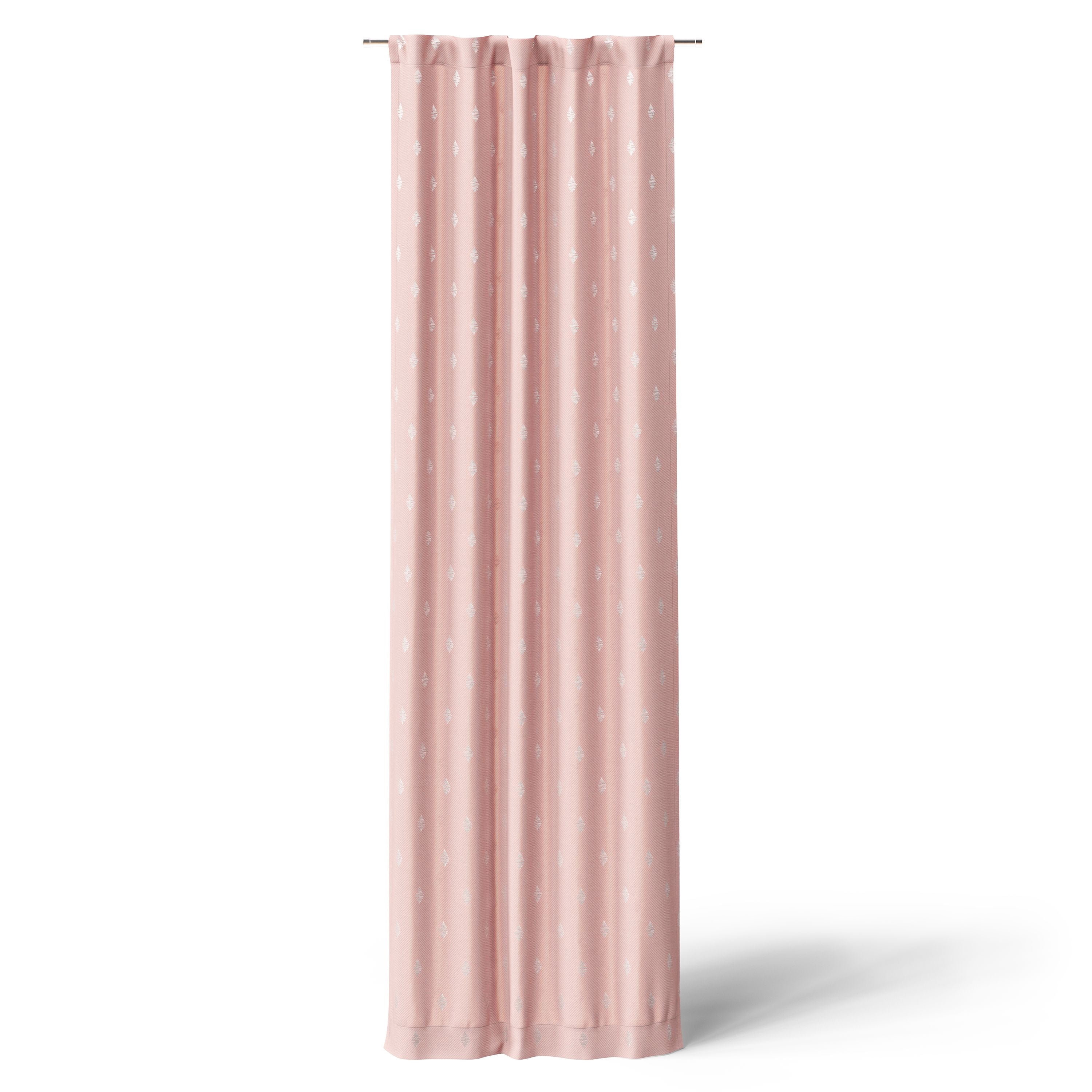 Mainstays Kids Soft Pink Metallic Puff Print Diamond Blackout Rod Pocket with Back Tabs Single Curtain Panel, 38" W x 95" L