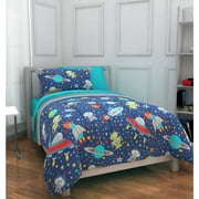 Mainstays Kids Blue Outer Space Comforter 2 Piece Set, Twin