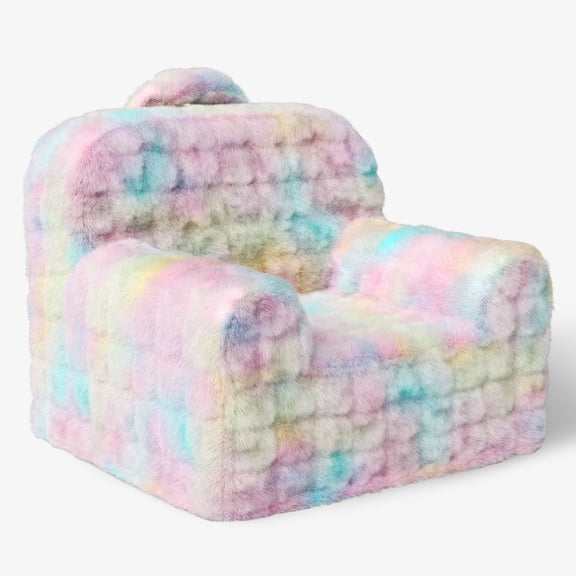 Mainstays Kids Compressed Foam Faux Fur Chair, Multicolor