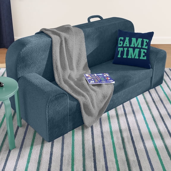 Mainstays Kids Compressed Oversized Faux Fur Couch, Blue