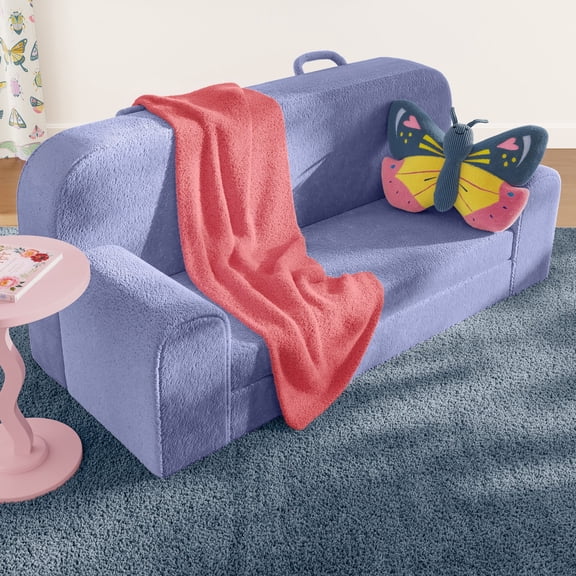 Mainstays Kids Compressed Oversized Faux Fur Couch, Light Purple