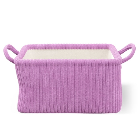 Mainstays Kids Medium Purple Ribbed Corduroy Fabric Storage Basket with Handles