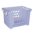 thumbnail image 1 of Mainstays Kids Stackable Toy Storage Bin, Plastic Organizer with Easy-Access Scoop Front, Lilac, 1 of 4