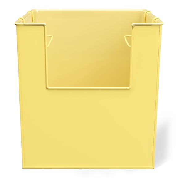 Mainstays Kids Medium Yellow Stacking Open-Front Metal Storage Basket with Handles, 3 Pack