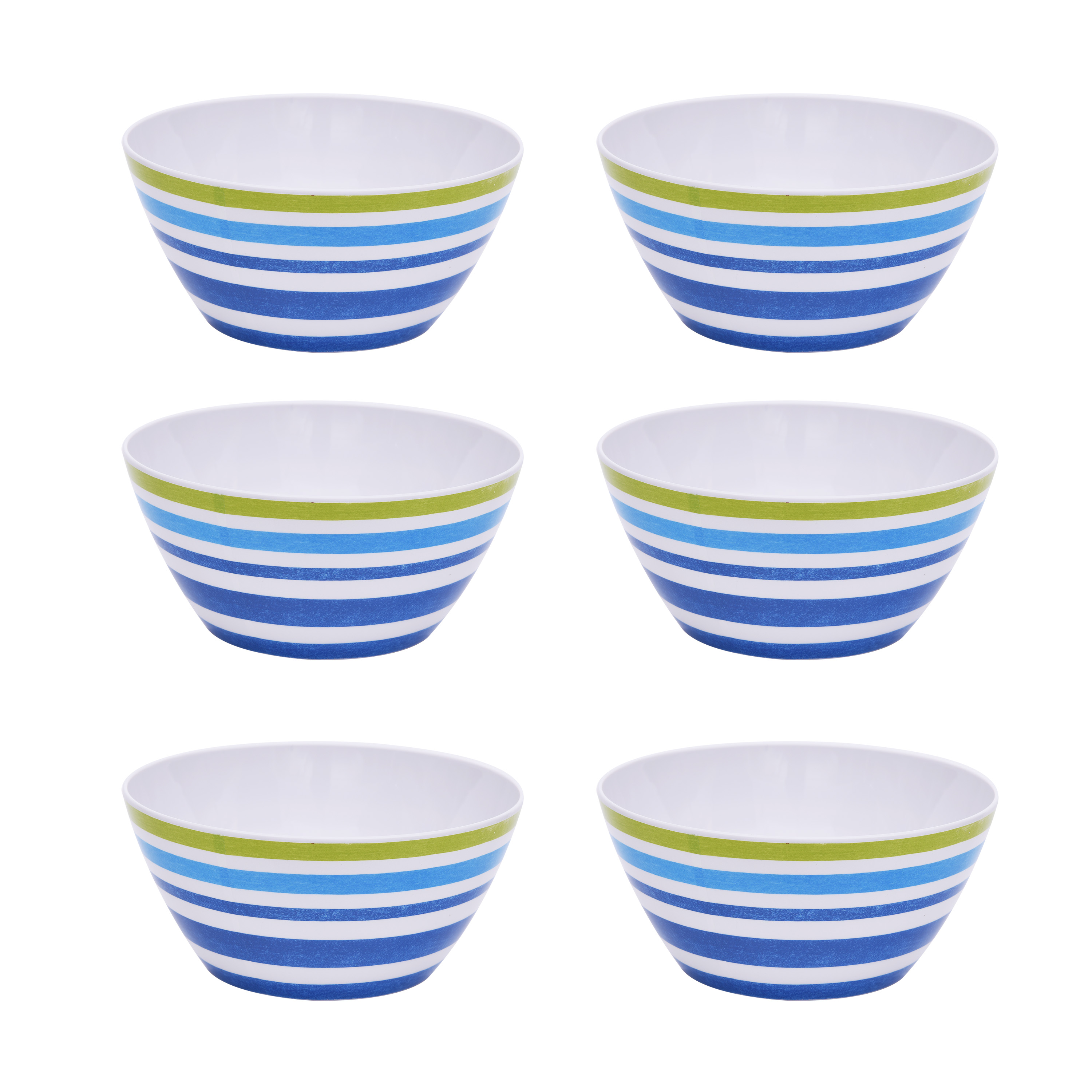 Mainstays Kids Melamine Blue Striped Bowls, Set of 6 - image 1 of 5