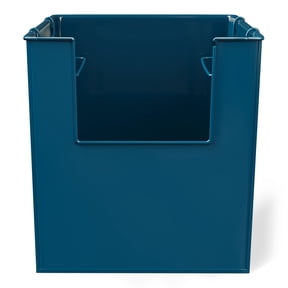 Mainstays Kids Medium Dark Blue Stacking Open-Front Metal Storage Basket with Handles
