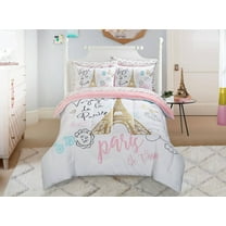 Mainstays Kids Paris Bed-in-a-Bag Bedding with Reversible Comforter