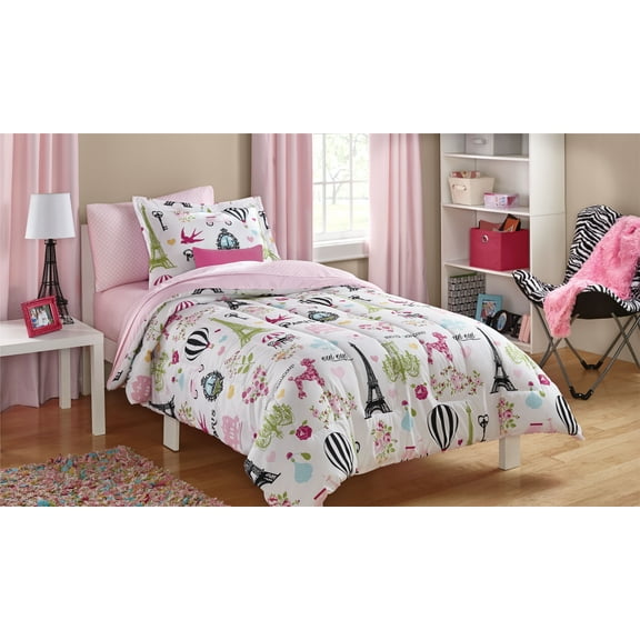 Mainstays Kids Paris Bed-in-a-Bag Coordinating Bedding Set
