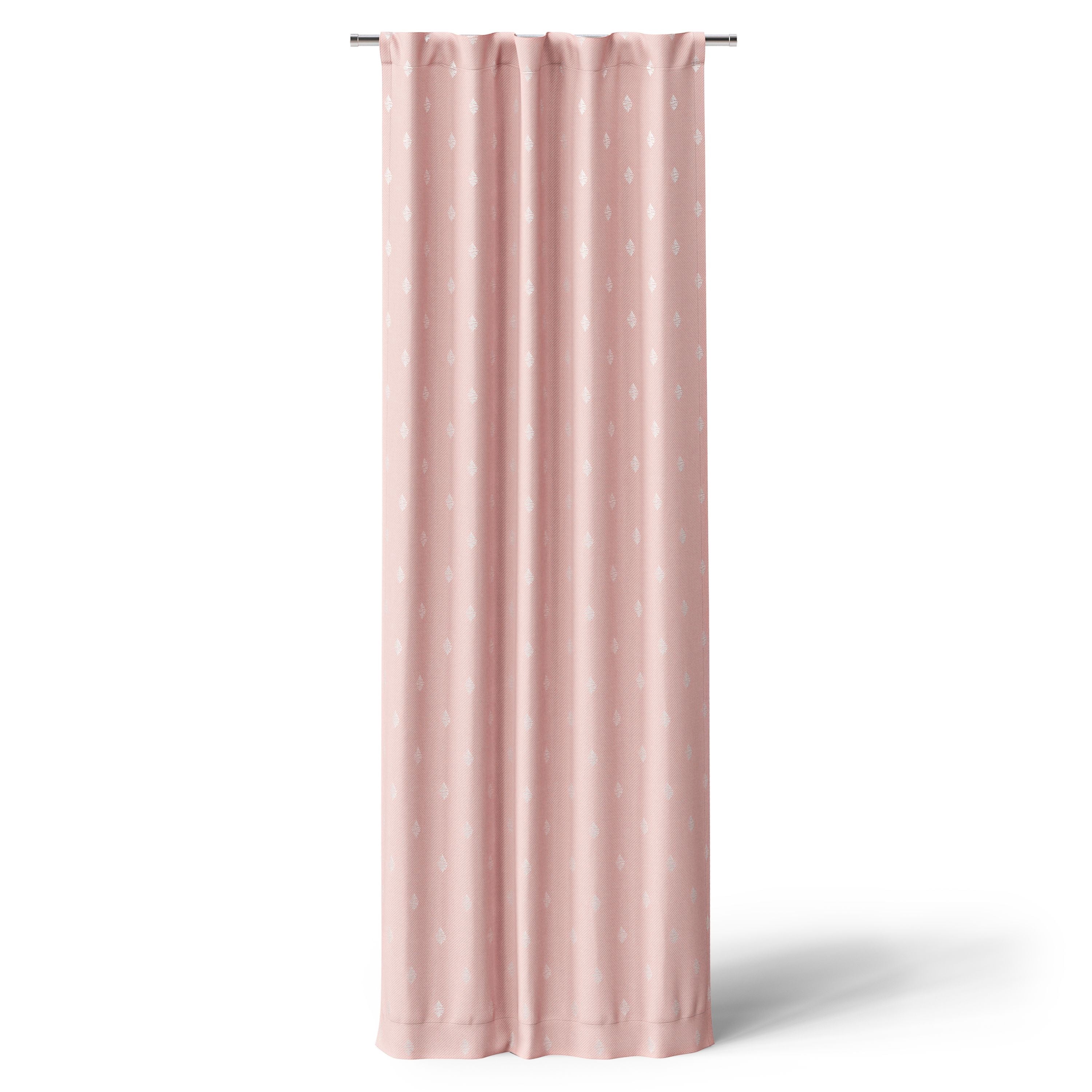 Mainstays Kids Soft Pink Metallic Puff Print Diamond Blackout Single Curtain Panel, Rod Pocket with Back Tabs, 38 in x 84 in