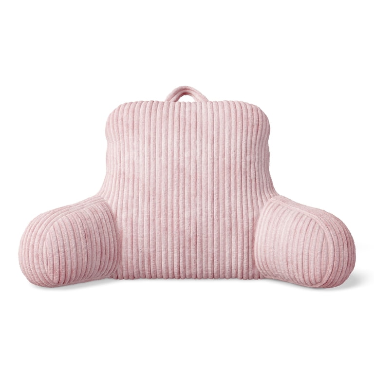 Mainstays Kids Ribbed Corduroy Plush Backrest Pillow, Light Pink