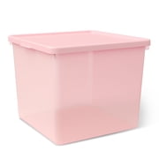 Mainstays Kids Large Plastic Storage Bin with Lid, Pink