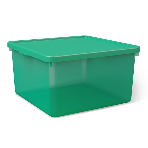 Mainstays Kids Green Medium Plastic Storage Bin with Lid