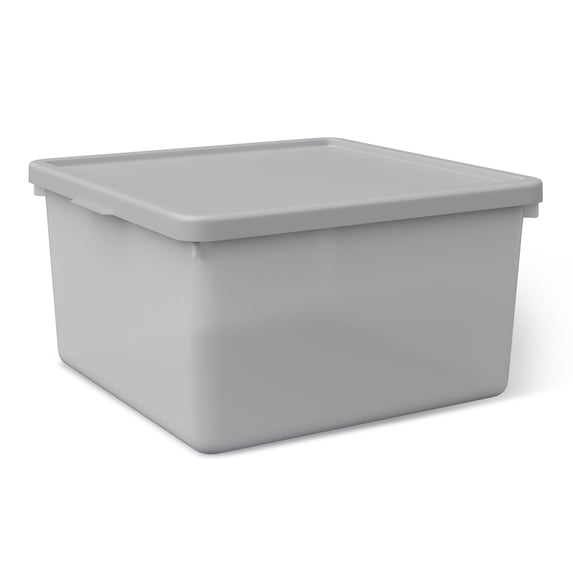 Mainstays Kids Gray Medium Plastic Storage Bin with Lid