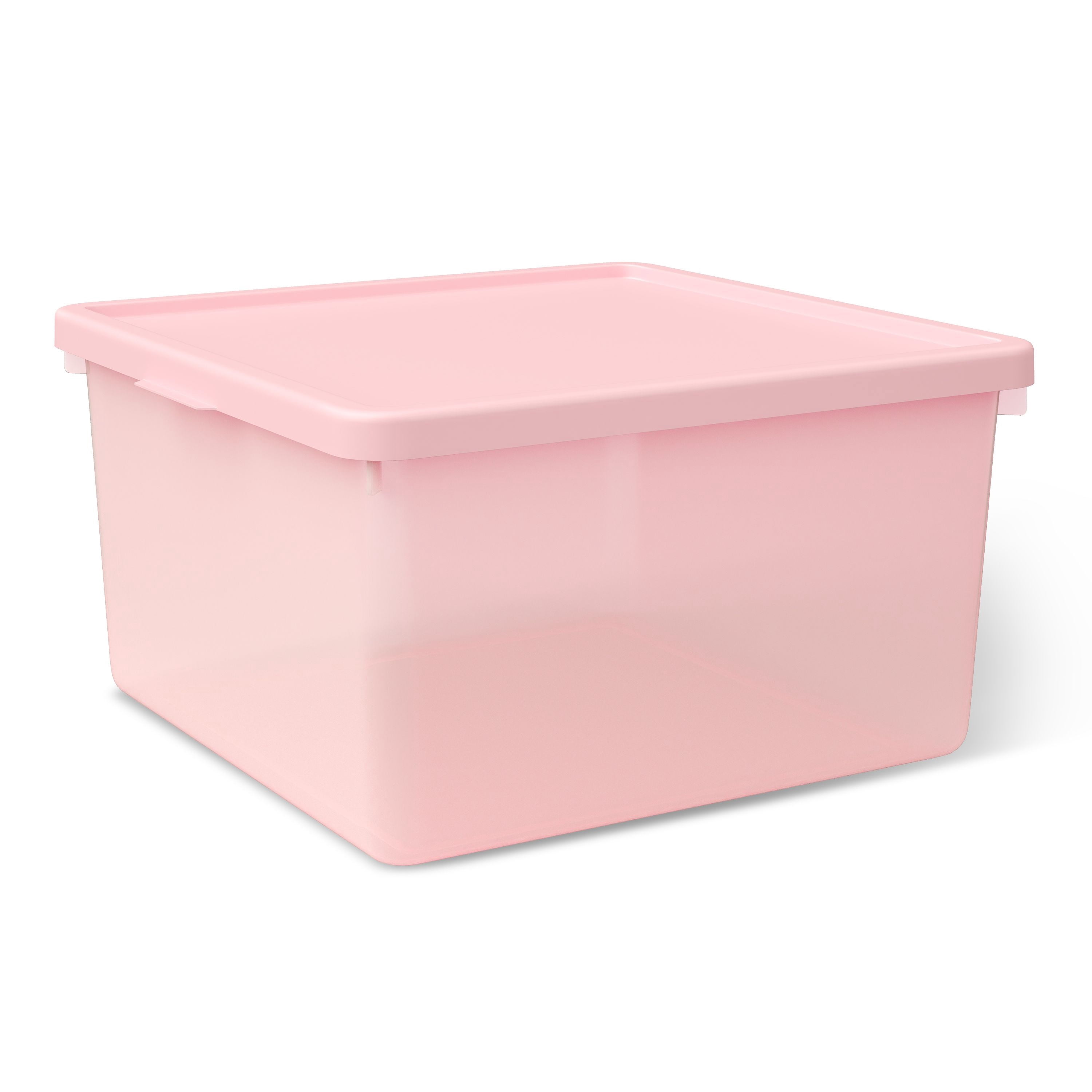 Mainstays Kids Pink Medium Plastic Storage Bin with Lid