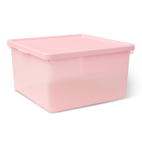 Mainstays Kids Pink Medium Plastic Storage Bin with Lid