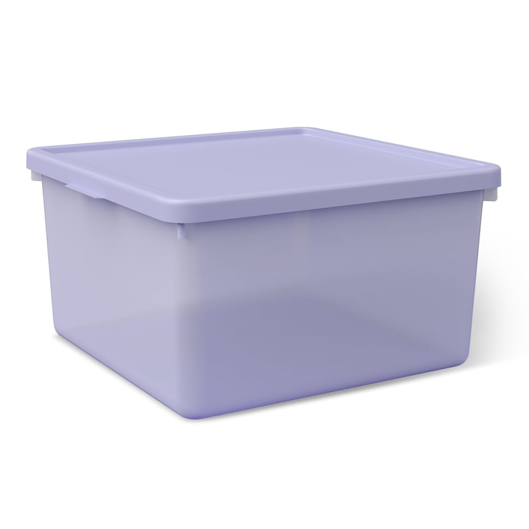 Mainstays Kids Purple Medium Plastic Storage Bin with Lid