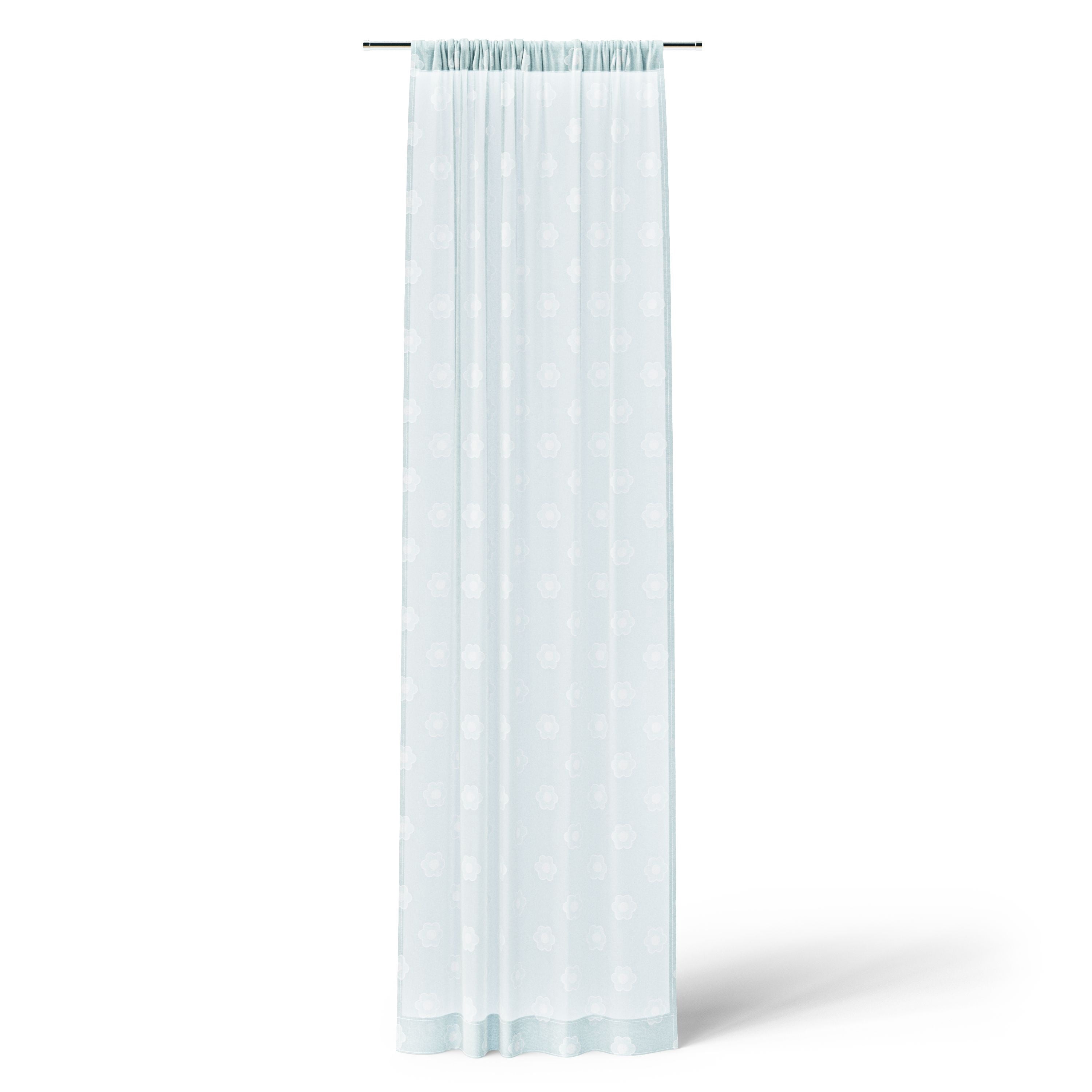 Mainstays Kids Aqua Blue Daisy Sheer Single Panel Curtain, 38" W x 95" L