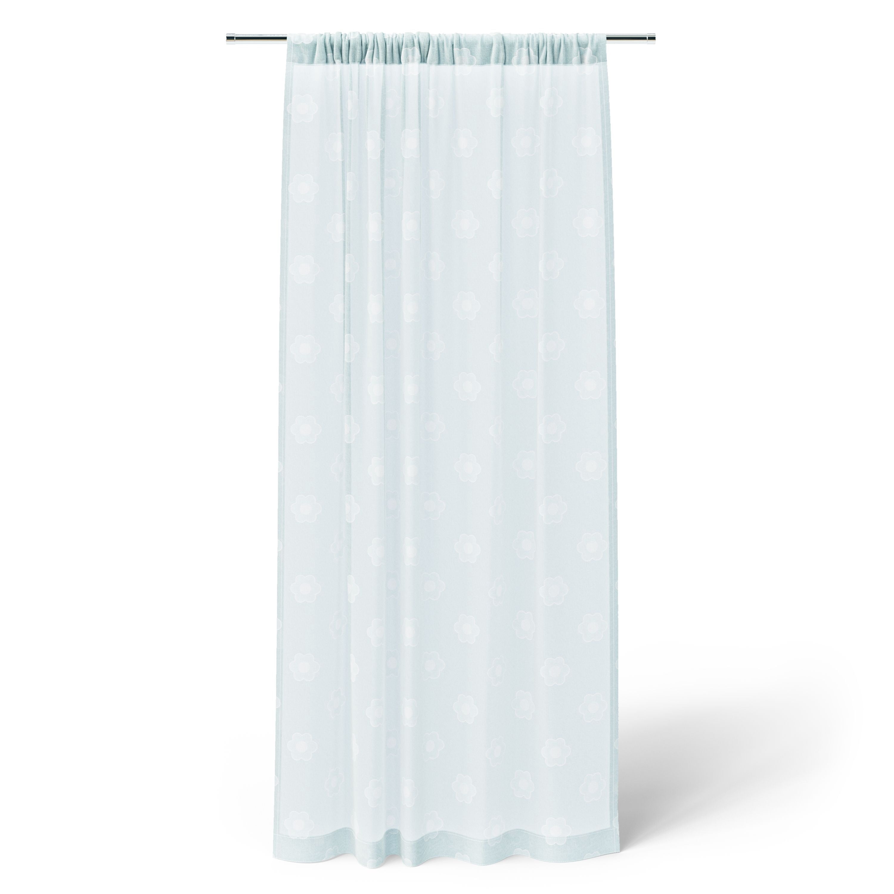 Mainstays Kids Aqua Blue Daisy Sheer Single Panel Curtain, 38" W x 63" L
