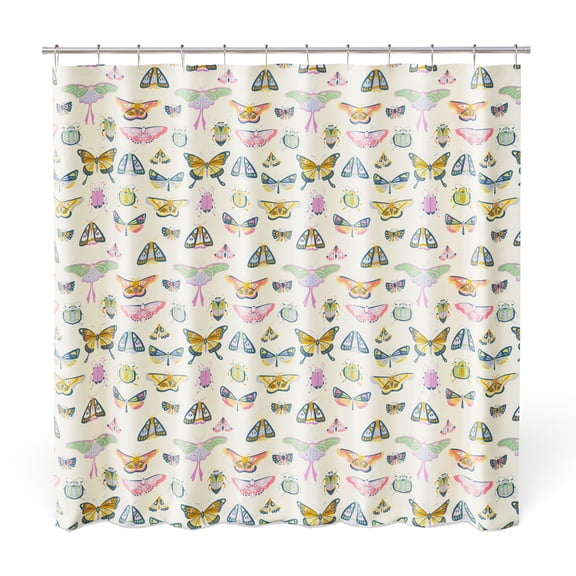 Mainstays Kids Fabric Shower Curtain with Hooks Set, Butterfly