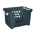 thumbnail image 1 of Mainstays Kids Large Blue Plastic Open-Front Toy Storage Basket with Handles, Stackable, 1 of 5