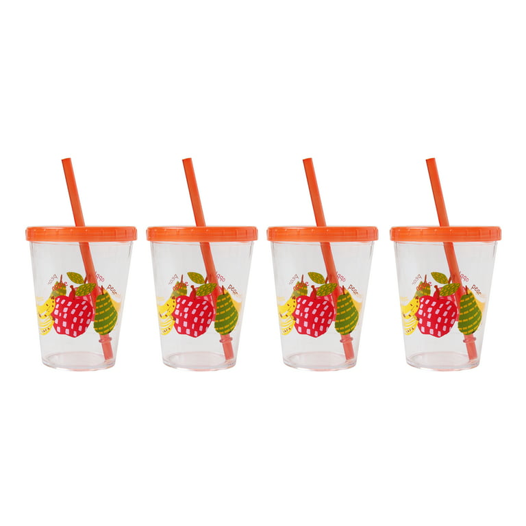 Mainstays Kids Tumbler with Straw and Lid, 4 Pack 
