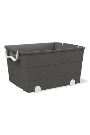 Mainstays Kids Large Gray Plastic Rolling Stackable Toy Storage Basket with Handles