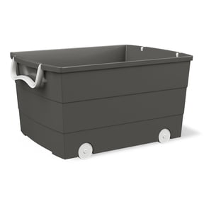Mainstays Kids Large Gray Plastic Rolling Stackable Toy Storage Basket with Handles