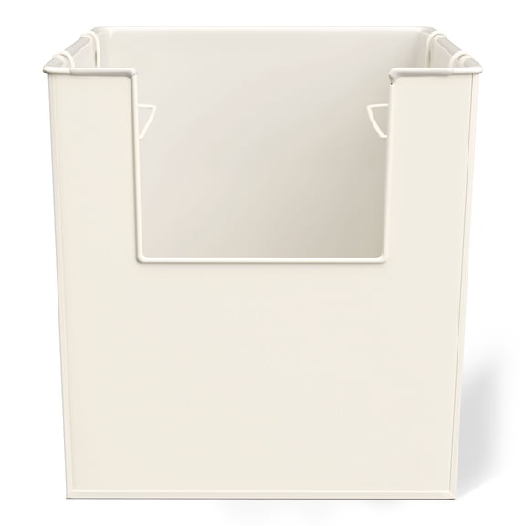 Mainstays Kids Medium White Stacking Open-Front Metal Storage Basket with Handles, 3 Pack
