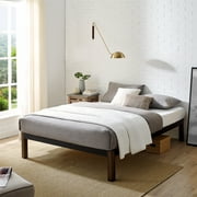Mainstays King 14 Metal Platform Bed Frame with Wood Slats, Storage Space Under Frame, No Box Spring Required, Black/Wood