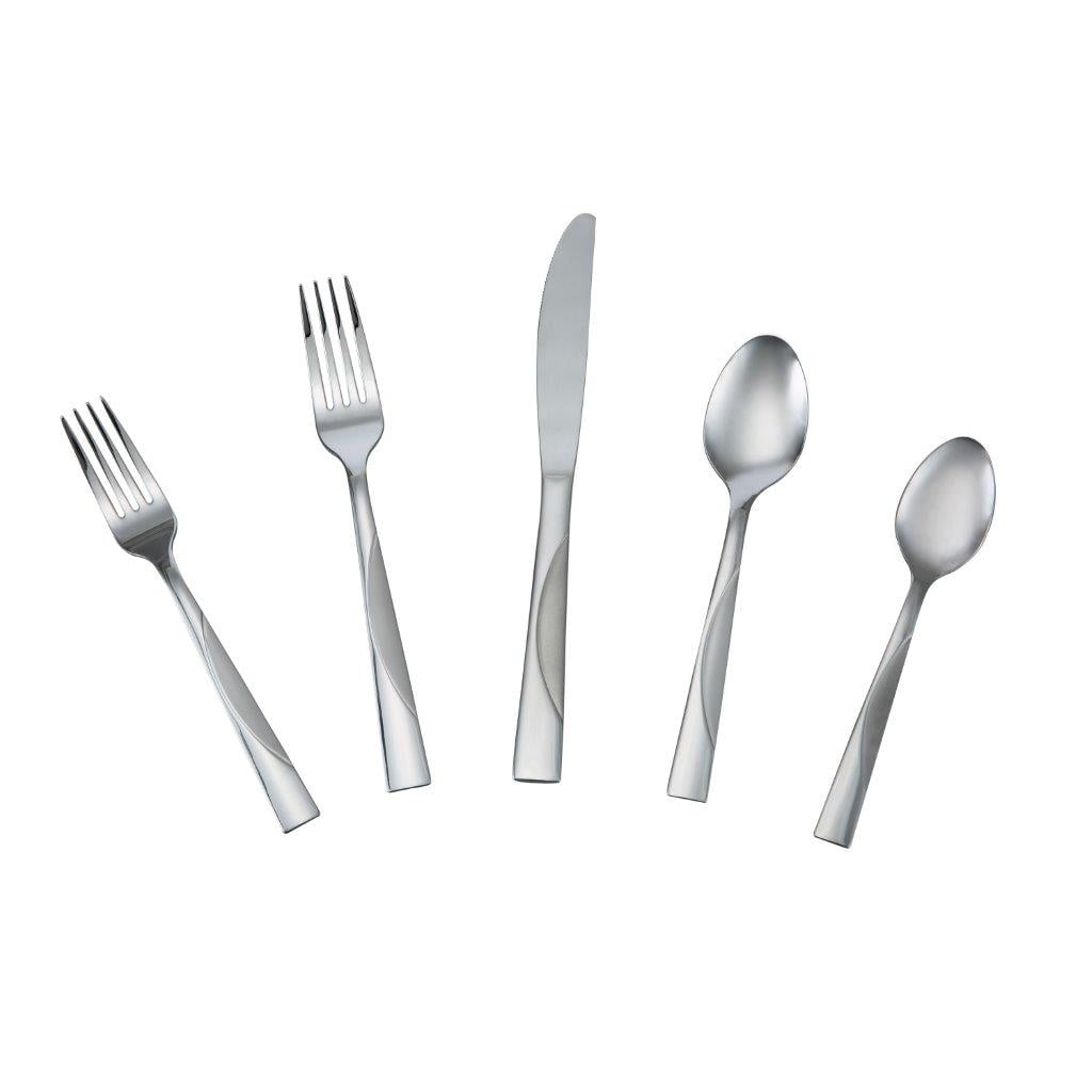 Mainstays Kingsley 20 Piece Stainless Steel Flatware Set, Silver Tableware