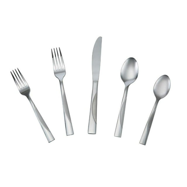 Mainstays Kingsley 20 Piece Stainless Steel Flatware Set, Silver ...