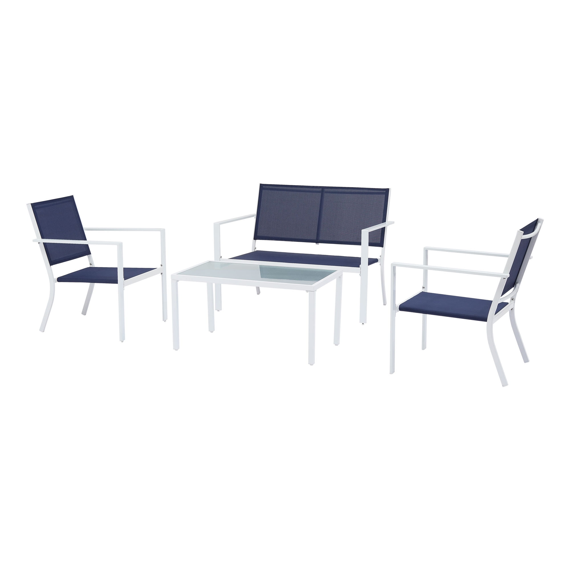 Mainstays Kingston Ridge 4Piece Outdoor Conversation Set, Navy and