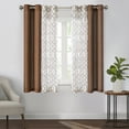 thumbnail image 1 of Mainstays Kingswood Solid and Printed Sheer Grommet Curtain Panel Set, 4 Piece, Chocolate Brown, 27.5" W x 63" L, 1 of 8