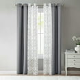 thumbnail image 1 of Mainstays Kingswood Solid and Printed Sheer Grommet Curtain Panel Set, 4 Piece, Gray Flannel, 27.5" W x 84" L, 1 of 9
