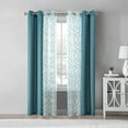 thumbnail image 1 of Mainstays Kingswood Solid and Printed Sheer Grommet Curtain Panel Set, 4 Piece, Pacifica Green, 27.5" W x 84" L, 1 of 9