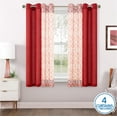 thumbnail image 1 of Mainstays Kingswood Solid and Printed Sheer Grommet Curtain Panel Set, 4 Piece, Red, 27.5" W x 63" L, 1 of 8