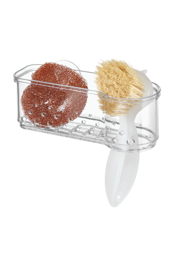 Clear Plastic Kitchen Sink Organizer Caddy, Sponge Holder, Dish Brush Holder and Soap Storage for Sink Organization
