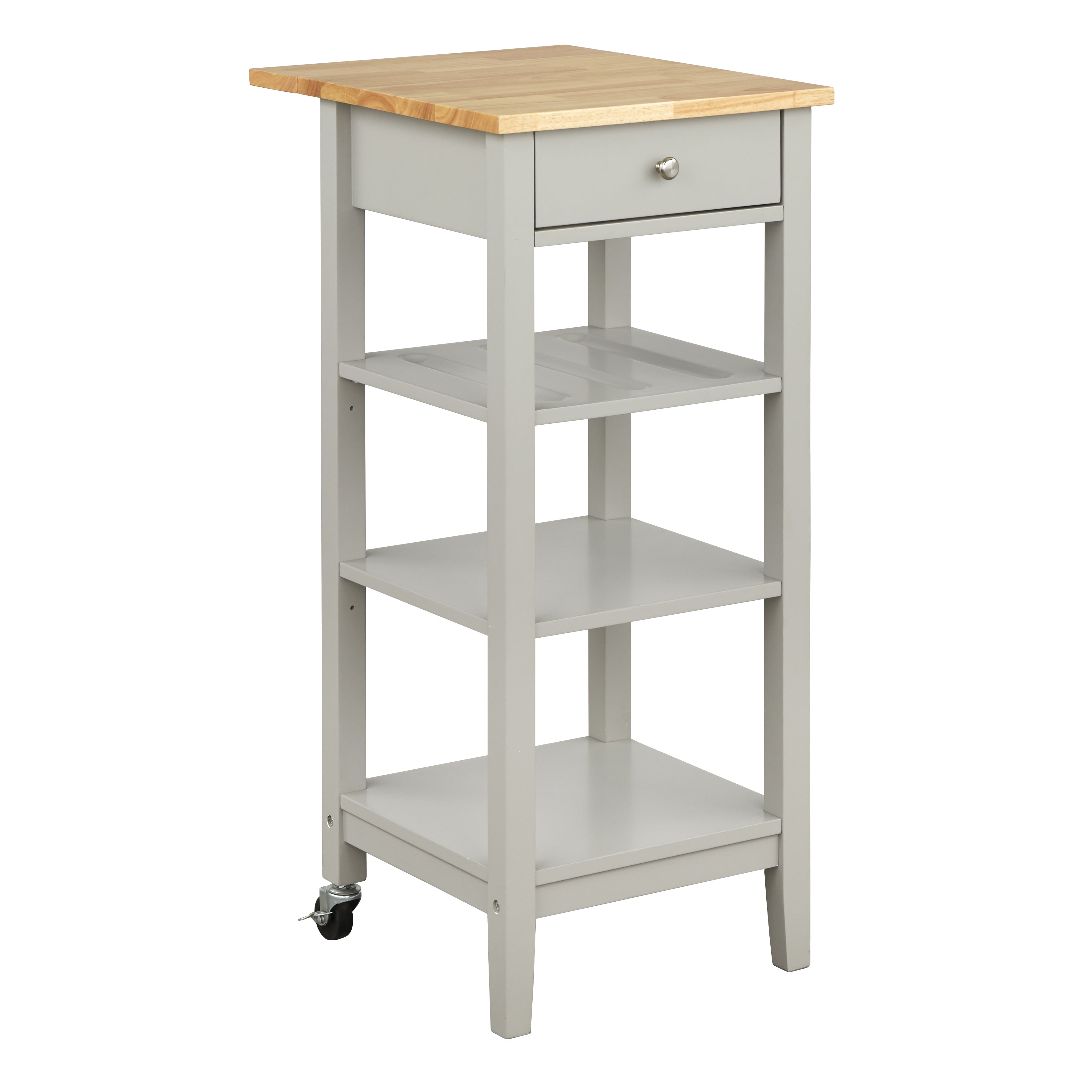 Mainstays Kitchen Island Cart with Drop Leaf Top, Grey Finish