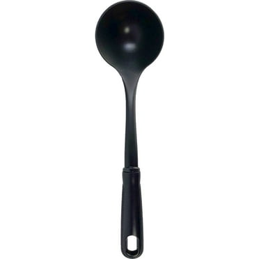 Mainstays Kitchen Ladle, Black, Nylon, Soft Grip Handle, Dish Washer Safe