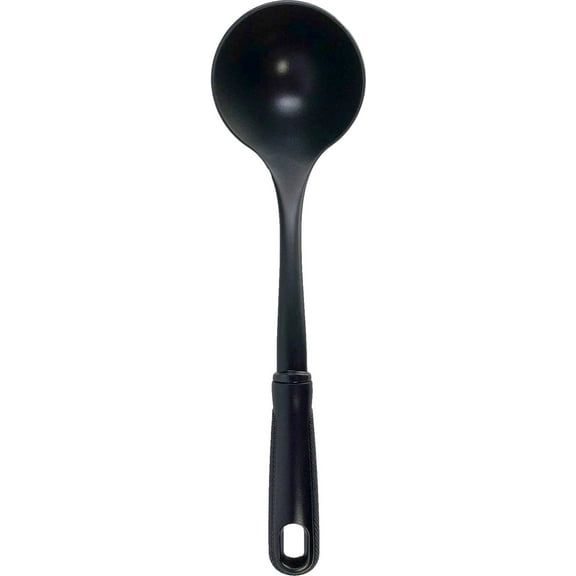Mainstays Kitchen Ladle, Black, Nylon, Soft Grip Handle, Dish Washer Safe