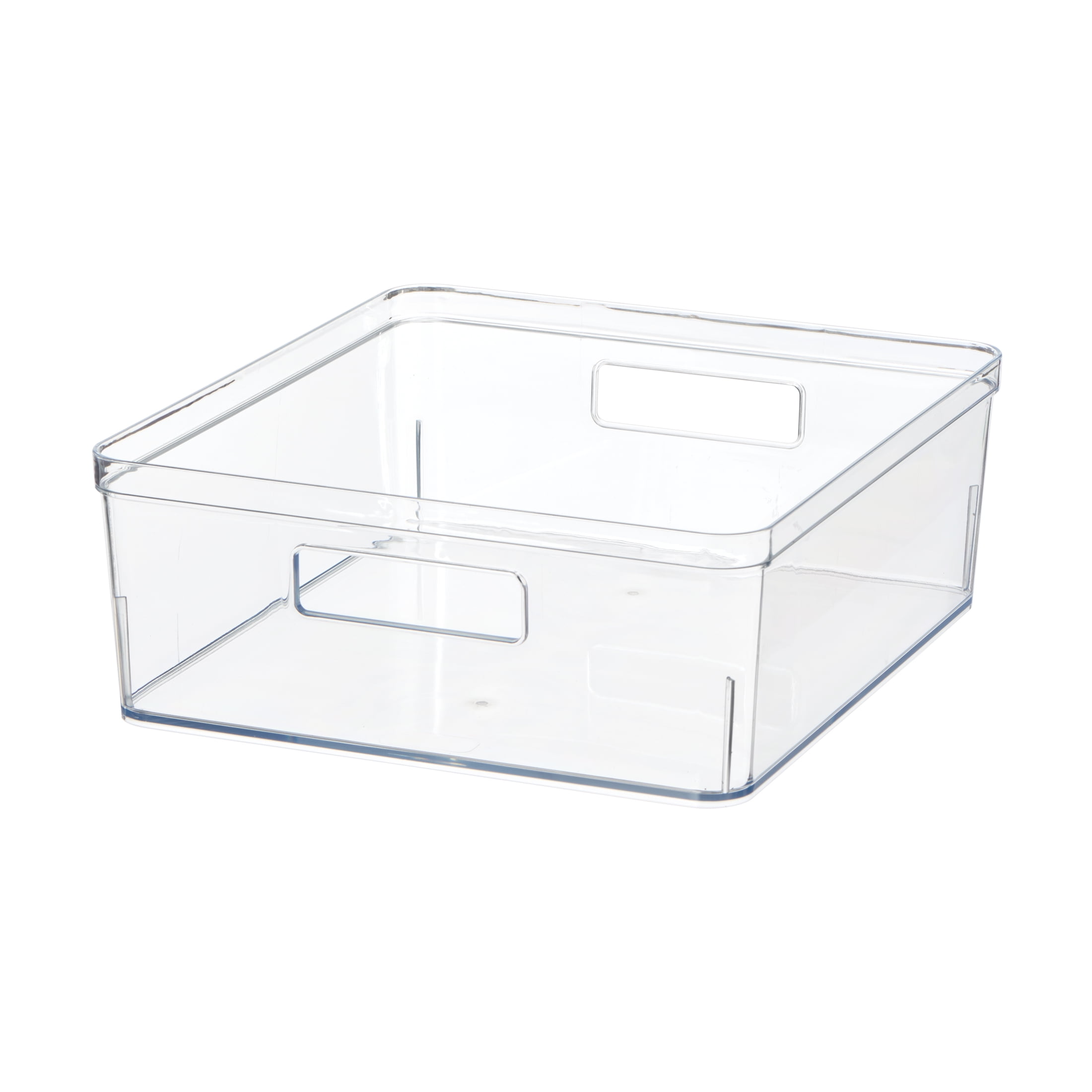 Mainstays Extra Large Clear Plastic Pantry Organizer Storage Bin, Kitchen Cabinet, Fridge and Shelf Storage Container for Pantry and Kitchen Organization, 12" x 10.5" x 4"